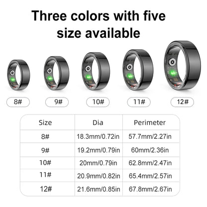 R02 Smart Ring Männer Frauen Gesundheitsmonitor Wasserdicht Bluetooth 5.0 Blutsauerstoff-Tracker IP68 5ATM Multi-Sport-Modus für IOS Android