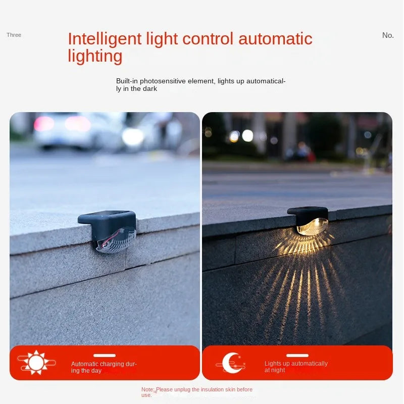 Warmweiße LED Solar Stufenleuchte Pfad Treppe Outdoor Garten Leuchten Wasserdichte Balkon Licht Dekoration für Terrasse Treppe Zaun Licht