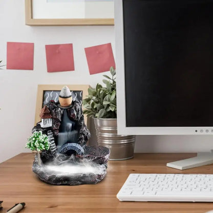 Backflow -Weihrauchbrenner - Keramik -Backflow -Weihrauchhalter handgefertigtes Harz -Censer -Ständer Wasserfall Weihrauch Brenner für Heim am offiziellen