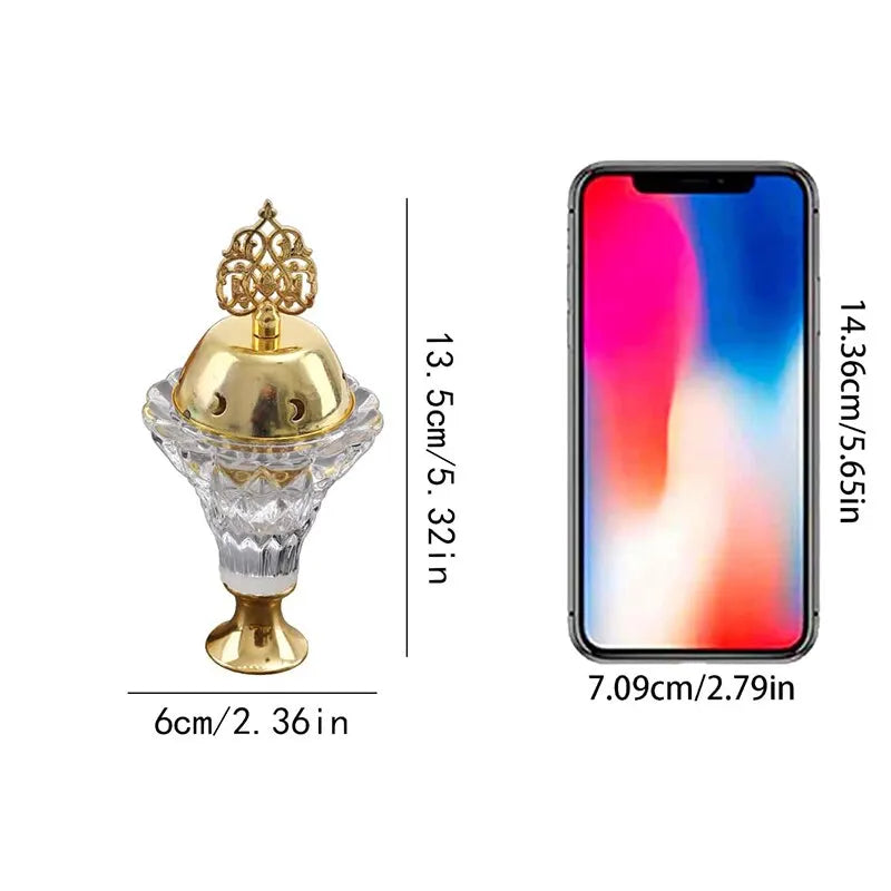 1Pc Künstlicher Kristall Räucherstäbchen Brenner Mit Abdeckung Aromatherapie Diffusor Metall Handwerk Familie Yoga Studio Home Decoration Ornamente