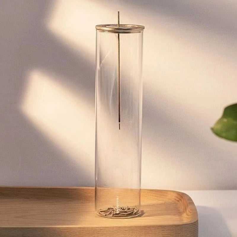 Räucherstäbchenhalter, Räucherstäbchenhalter für Stäbchen, abnehmbarer Aschefänger aus Glas, sauberer Räucherbrenner, Meditation, Yoga, Spa und mit Dekor
