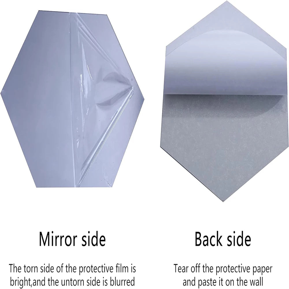 48/6PCS 3D Spiegel Wandaufkleber Hexagon Acryl selbstklebende Mosaik Fliesen Aufkleber abnehmbare Wandaufkleber DIY Home Decor Kunst Spiegel