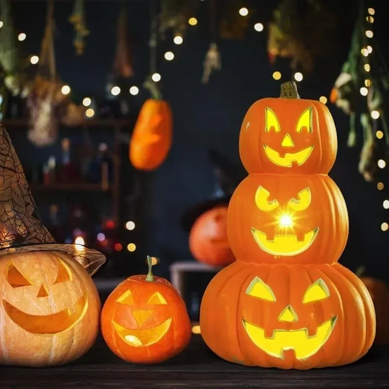 Halloween Kürbis-LED-Lampe: Laternen-Dekoration mit Jack-o'-Lantern und Geistergesicht, Kürbislicht für Garten, Outdoor und Indoor, Party- und Heimdekoration.
