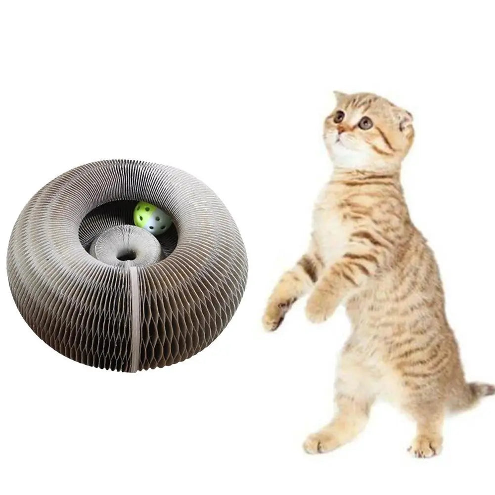 Magic-Orgel-faltbares-Katzen-Kratzbrett-Spielzeug-mit-Glocke-Cat-Grinding-Claw-Cat-Climbing-Frame-Round-Wellpappe-Cats-Interactive-Toys