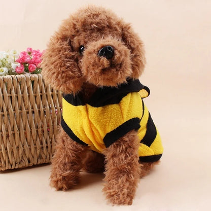 Bienen-Haustiermantel für Welpen: Fleece-Outfit, Kapuzenpullover für Hunde und Katzen, schickes Kostüm, Halloween-Cosplay-Pullover, Haustier-Hoodie.