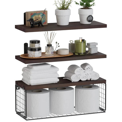 Wandmontiertes Aufbewahrungsregal aus Holz Badezimmer-Aufbewahrungskorb Schwebende Vitrine Dekorativer Wandgitter-Organizer Wohnaccessoires Dekor