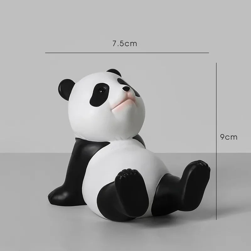 Panda Figuren für Interieur Universal Handy Ständer Halter Moderne Harz Skulptur Statue Home Office Schreibtisch Dekor