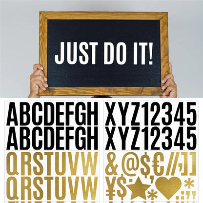 6 Blatt große 2,5 Zoll Brief Aufkleber 100 Stück Alphabet Brief Aufkleber Gold Schwarz Weiß Briefkasten Bulletin Board Dekor