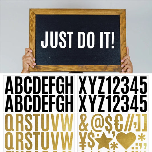 6 Blatt große 2,5 Zoll Brief Aufkleber 100 Stück Alphabet Brief Aufkleber Gold Schwarz Weiß Briefkasten Bulletin Board Dekor