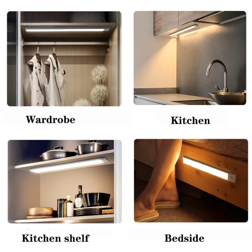 CY Wireless wiederaufladbare LED-Bewegungssensor-Schrankleuchte - ideal für Schrank, Küche, Kleiderschrank, Treppe - batteriebetrieben nachts