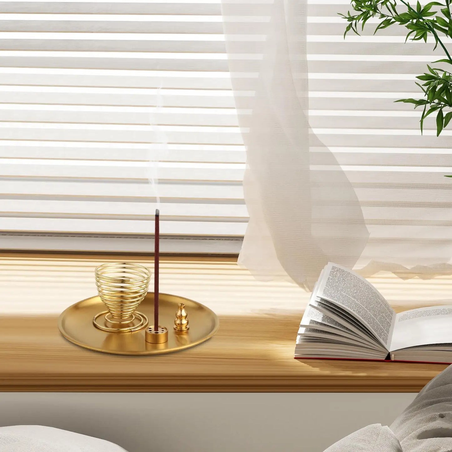 Weihrauch Burne Halter mit Halter und Tablett Schreibtisch Dekor 4 in 1 Räucherstäbchen für Räucherstäbchen Spule Weihrauch Home Kamin Yoga