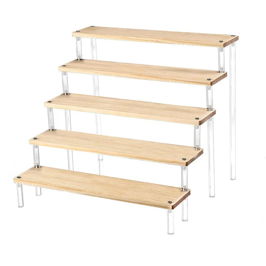 2-5 Schicht Transparenter Acryl Massivholz Ausstellungsständer Handgefertigte Puppe Puppe Cupcake Kosmetik Nagellack Schmuck Ausstellungsständer