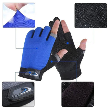 Angelhandschuhe Anti-Rutsch Atmungsaktiv Zwei-Finger-Schnitt Sport Radfahren Angelhandschuh Männer Frauen Mode Handschuhe Sportausrüstung