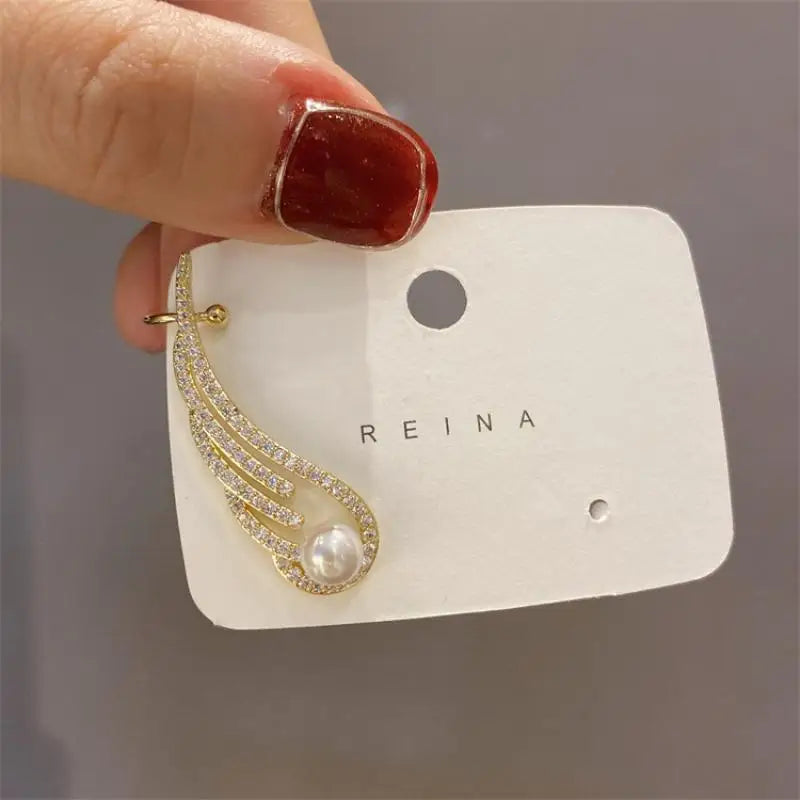 Neue Zirkon Engel Flügel Ohr Clip Ohrringe für Frauen Mädchen Mode Nicht Pier Cing Ohr Manschette Ohr Haken Party Hochzeit schmuck Geschenk 2023