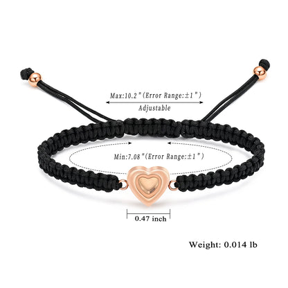 Frauen Memorial Asche Armband geflochtenes Seil transparent Herz Mini Urnen Asche Halter Andenken Schmuck Armreif Länge verstellbar