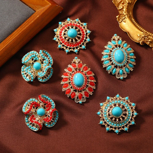 Morkopela Vintage Harz Perlen Blume Brosche Metall Broschen Und Pins Für Frauen Party Bankett Kleidung Schal Clip Pin Zubehör