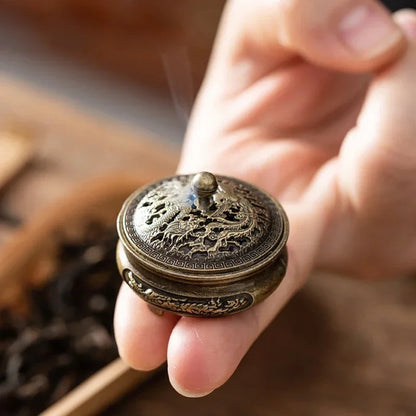 1pc Retro Opper Weihrauch Brenner Zwölf Sternzeichen Brenner Brass Weihrauchhalter mit Cover Sandelholz Cense Buddhism Home Decor