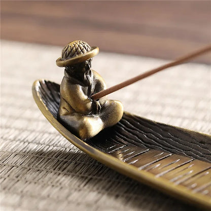 Kreativer Weihrauchhalter Weihrauchhalter Boat Alte Männer, die japanische Stile für japanische Stile Stick Brenner Aromatherapie Orament Home Decor fischen,