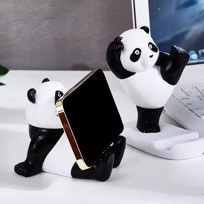 Panda Figuren für Interieur Universal Handy Ständer Halter Moderne Harz Skulptur Statue Home Office Schreibtisch Dekor