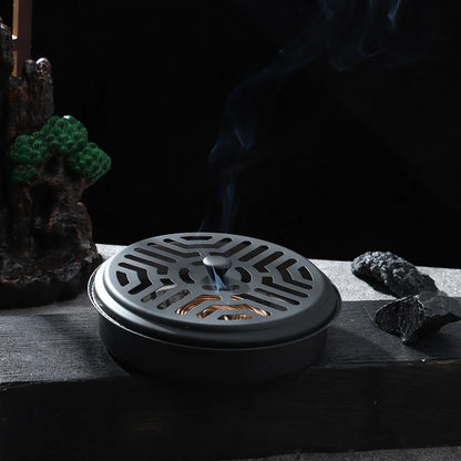 Sandelholz Rack Repellent Räucherstäbchen Platte mit Deckel – Mückenabwehr, Metallablage für Moskitospiralen, nützlich für Zuhause, Hotel und langlebig