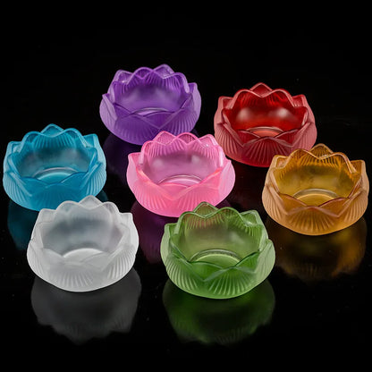 Sieben Farben Kristall Räucherstäbchen Brenner Glas Lotus Kerzenhalter Kunsthandwerk Dekoration für Zuhause Buddha Mini Zen Kegel Räuchergefäß