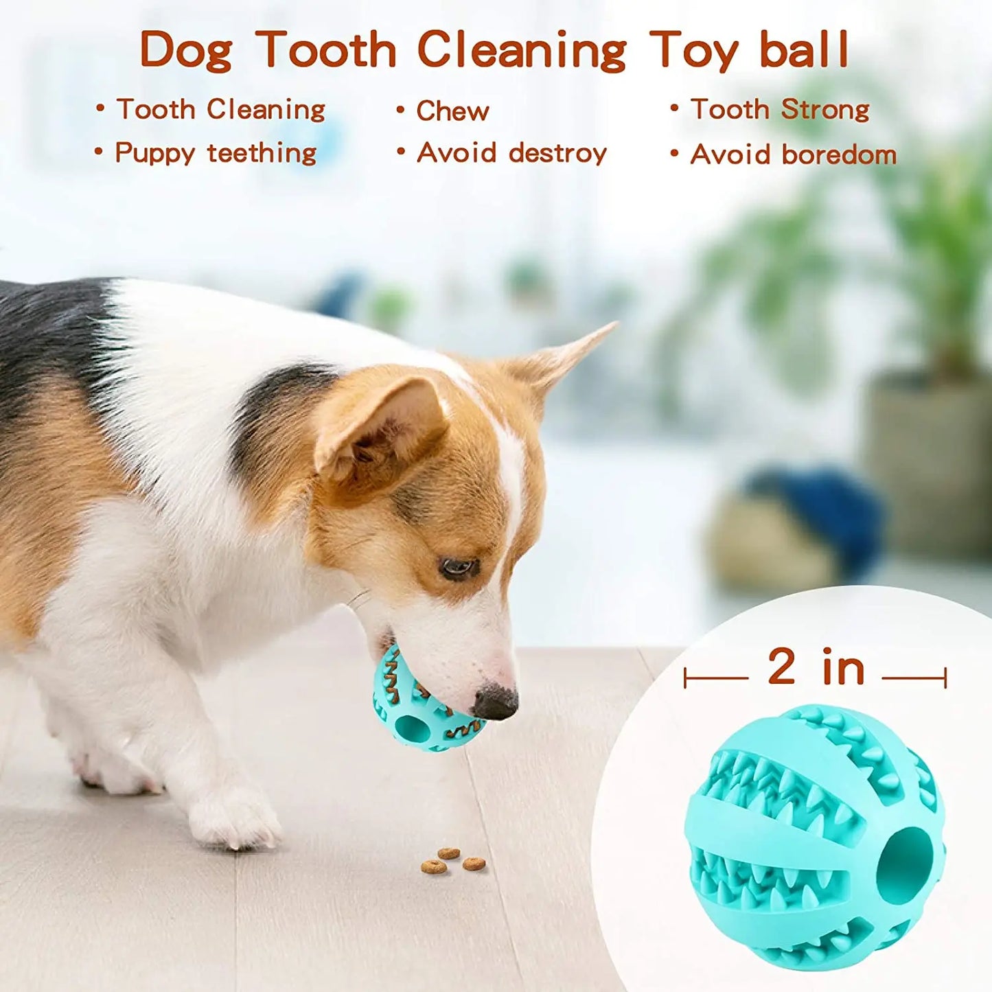 5cm Naturkautschuk Haustier Hundespielzeug Hund Kauspielzeug Zahnreinigung Treat Ball Extra tough Interaktiver Elastizitätsball für Haustierprodukte