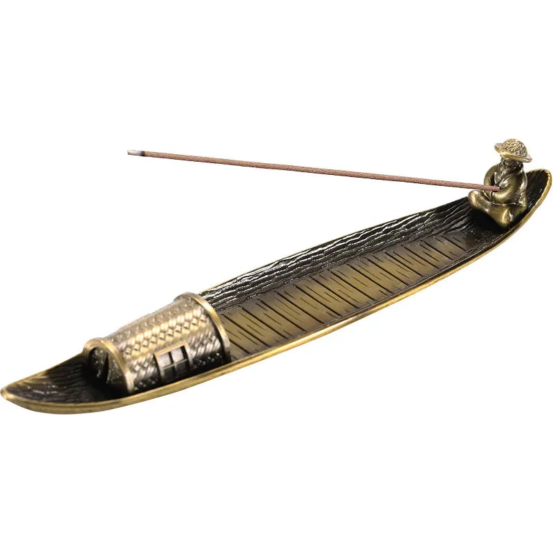Kreativer Weihrauchhalter Weihrauchhalter Boat Alte Männer, die japanische Stile für japanische Stile Stick Brenner Aromatherapie Orament Home Decor fischen,