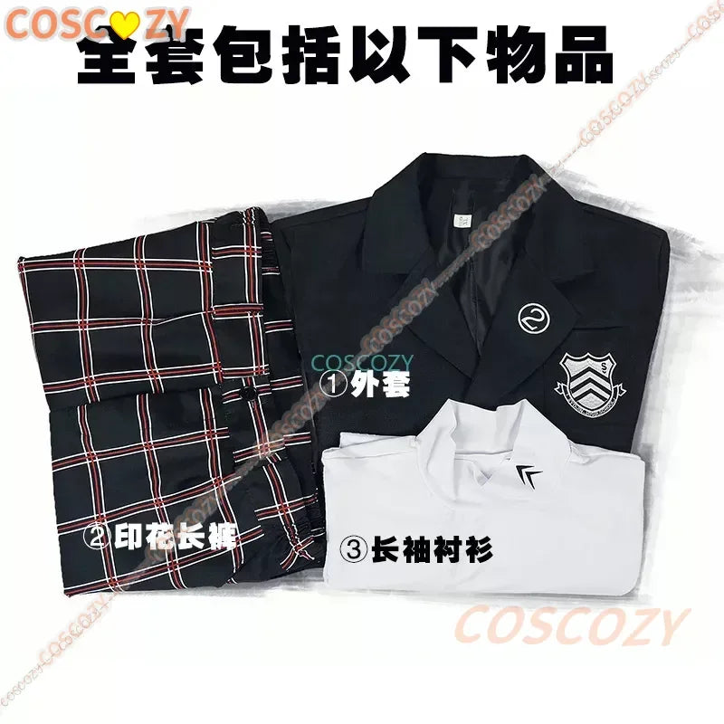 Game Persona 5 Ren Amamiya Akira Kurusu Kostüm: Cosplay-Schuluniform für Männer, unisex Halloween-Anzug, schwarzes Uniform-Set für Partys.