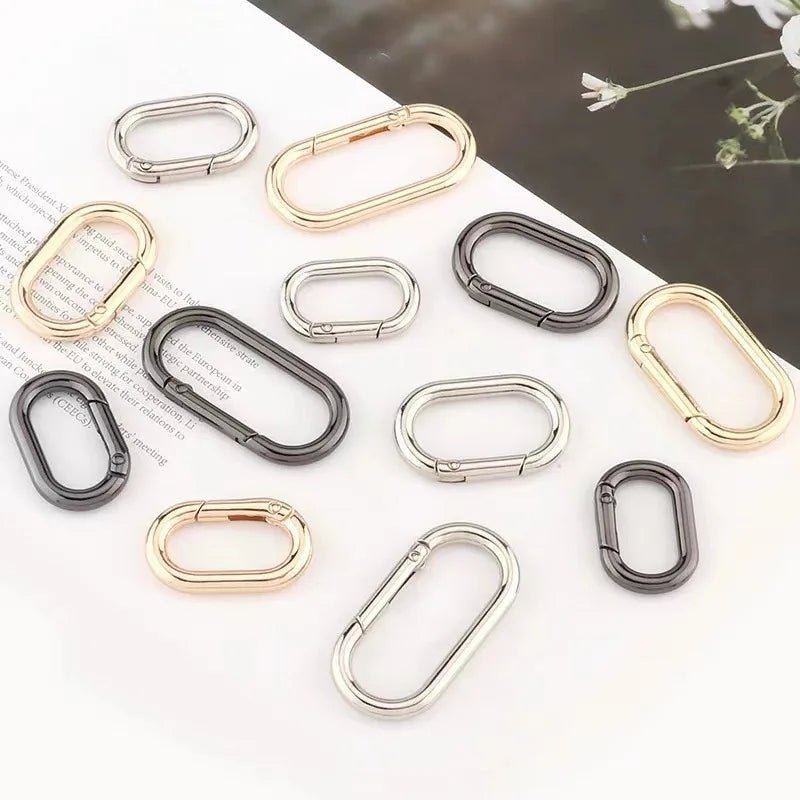 Oval Spring O Ring Ledertasche Handtasche Riemen Schnalle Verbinden Schlüsselanhänger Anhänger Hundehalsband Druckknopfverschluss Karabiner DIY Tasche Zubehör