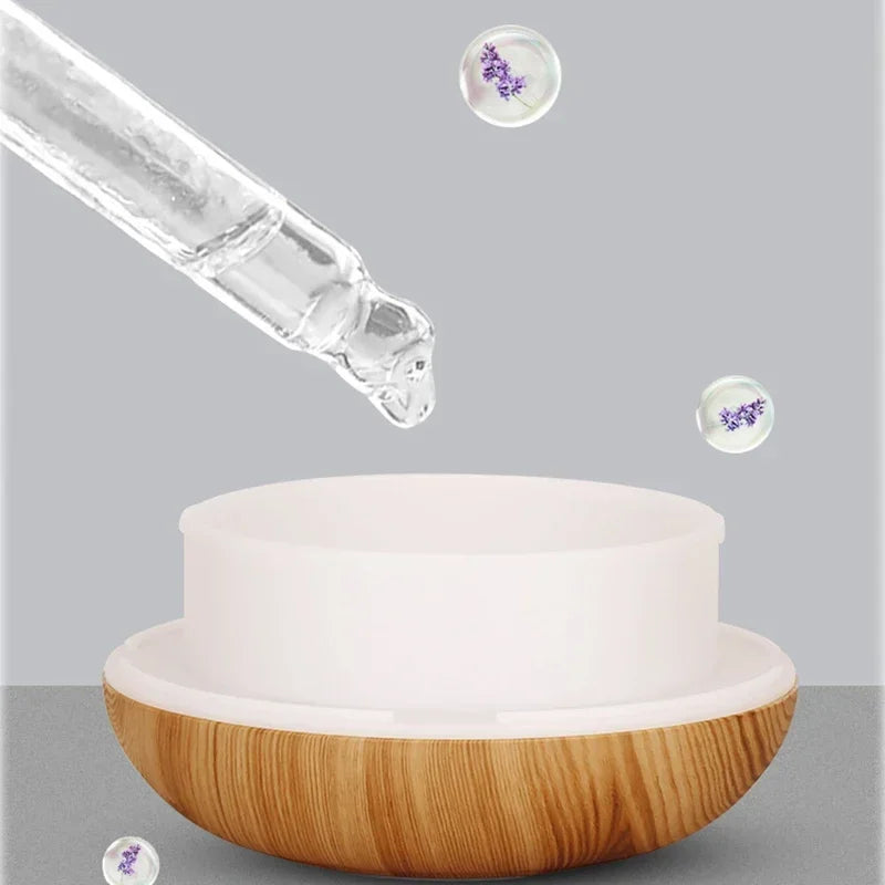 350 ml Aromatherapie-Diffusor für ätherische Öle, Holzmaserung, Fernbedienung, Ultraschall-Luftbefeuchter, kühl mit 7-farbigem LED-Licht