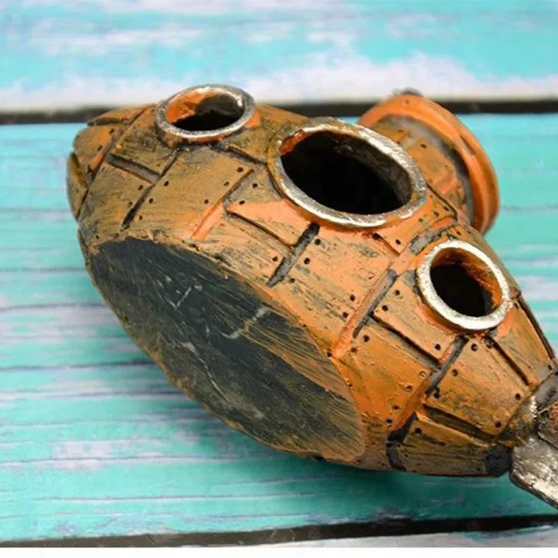 Harz -U -Boot -Ornamente Fisch Garnelenschutzhöhle Landschaftsgestaltung Accessoires für Aquarium Fischtankdekorationen