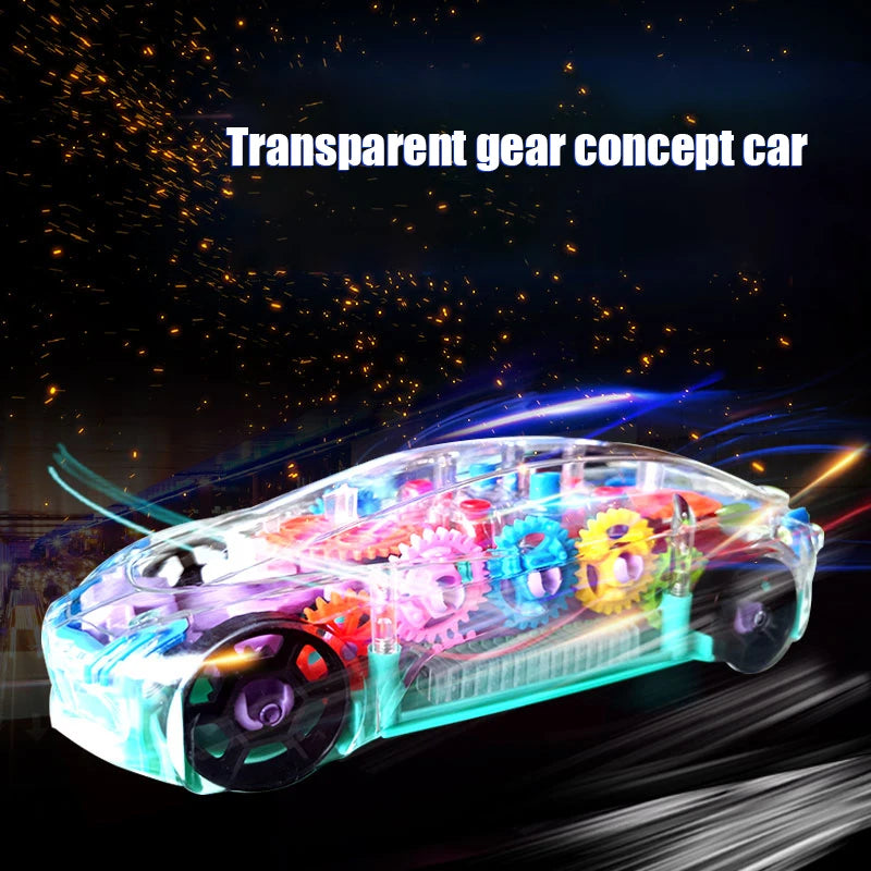 Kinder-blinkendes-elektrisches-Rennauto-Spielzeug-transparentes-Licht-bunte-LED-Musik-mechanisches-Getriebe-Fahrzeug-leuchtendes-Modell-Kinder-Geschenk