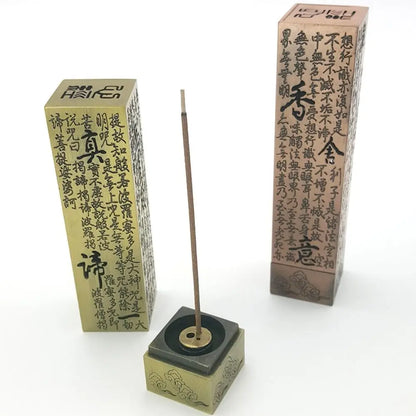 Kupferlegierung Hohlkupferkupfer Weihrauch Tablett chinesischer Stil Antiquen Herz Sutra Weihrauchhalter Quadratform vertikaler Weihrauch Rack