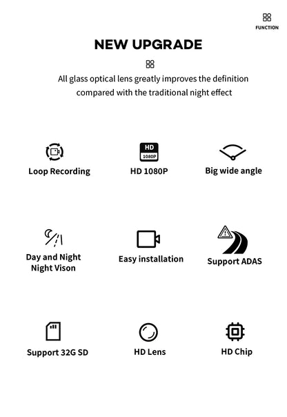 Roadwise Dash Cam ADAS Auto DVR Dashcam Video HD 1080P 720P USB TF Karte 32G 64G Auto Recorder für Android Multimedia Player DVD