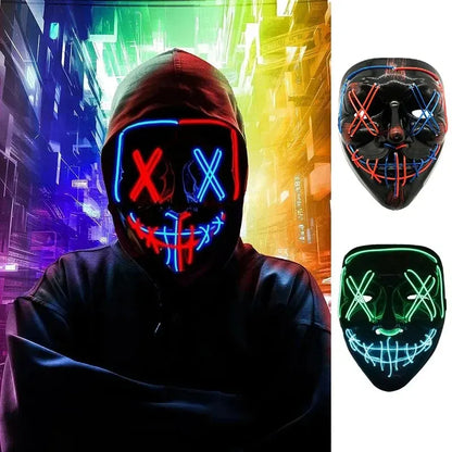 LED Dual-Color Leuchtmaske: Halloween-Buchstabe "V" Horrormaske, Rollenspiel-Karneval-Maske mit Kaltlicht-Effekt.