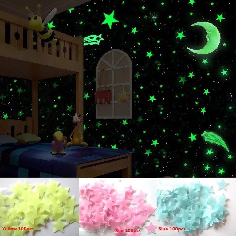 100pcs Nachtlicht Weiß 3D Sterne Leuchten Im Dunkeln Leuchtende Fluoreszierende Kunststoff Wand Weiß Aufkleber Wohnen Zuhause Kinderzimmer