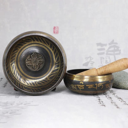 Buddha Klangschale Tibetische Glocke Yoga Meditationsschale Metall Klangschale Striker Chanting Schale Messing Glockenspiel Kunsthandwerk Musik