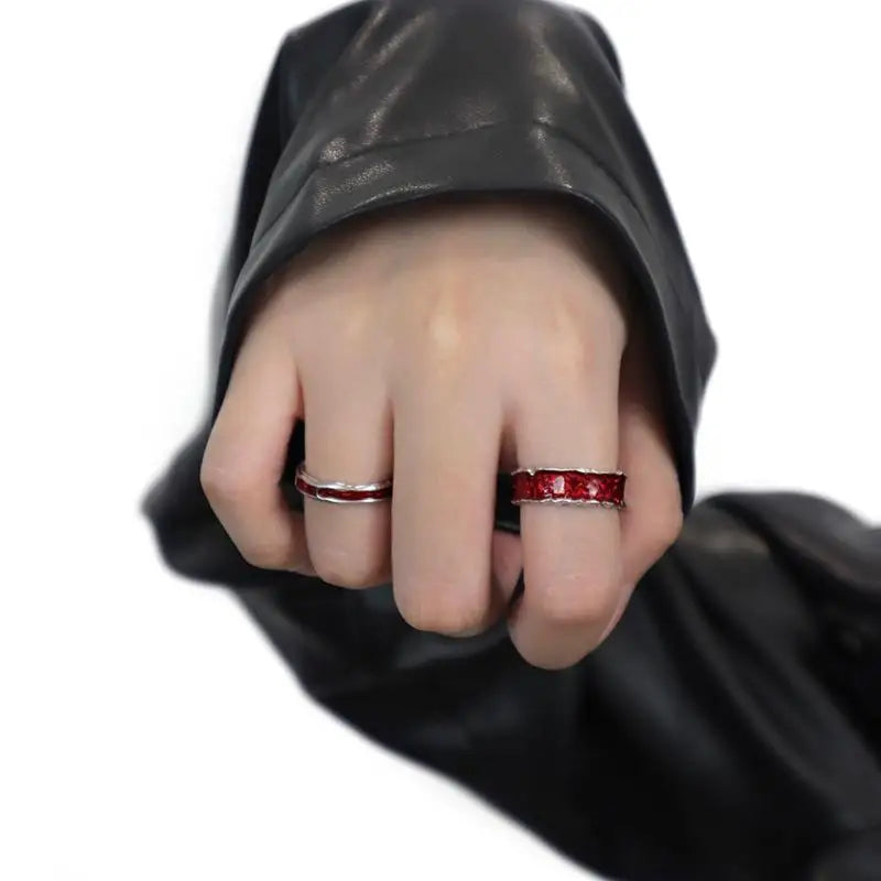 Y2K Rot Tropföl Verstellbarer Ring Frauen Männer Unregelmäßige Geometrie Punk Vintage Ringe Set Für Paar Mädchen Modeschmuck Geschenke