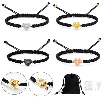 Frauen Memorial Asche Armband geflochtenes Seil transparent Herz Mini Urnen Asche Halter Andenken Schmuck Armreif Länge verstellbar
