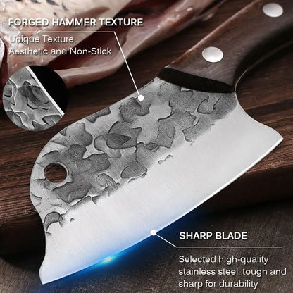 Fleischerbeil Handgeschmiedetes Full Tang Küchenmesser Ultra Sharp Kochmesser Ausbeinmesser Metzgermesser für Küchengrill