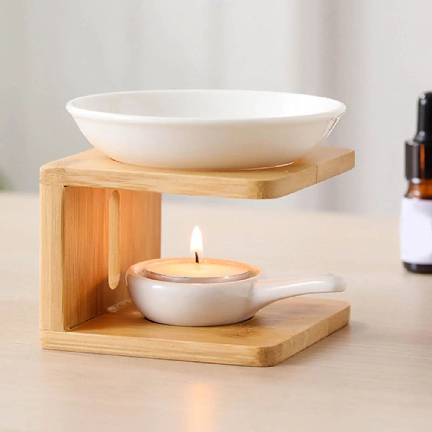 Ätherisches Öl Brenner Aroma Diffusor Bambus Tee Herd Basis Haushalt Holz Ätherisches Öl Brenner Ätherisches Öl Diffusor Dekor