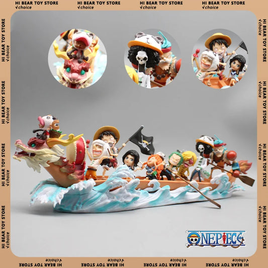 One Piece Anime Figur Stroh Hut Figuren Drachenboot Rennen Serie Ruffy Modell Ruffy Und Freunde Kollektion Schreibtisch Dekoration Geschenke