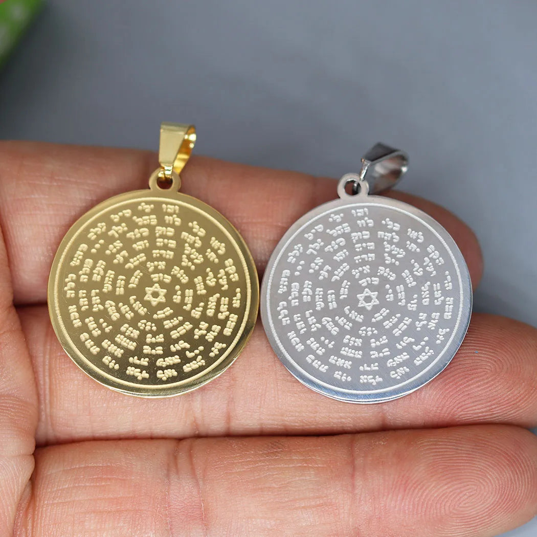 2pcs / Lot Ancient 72 Namen des Gottes Moses Charm Edelstahl Anhänger für Halskette Schmuck Paar Geschenk Herstellung Handarbeit Handwerk