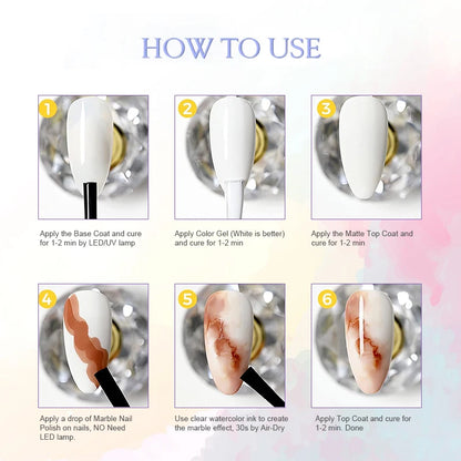 15ml Aquarell Tinte Nagellack Farbe Blühender Effekt Schnell Trocknen Weißer Klarlack Nageldekoration