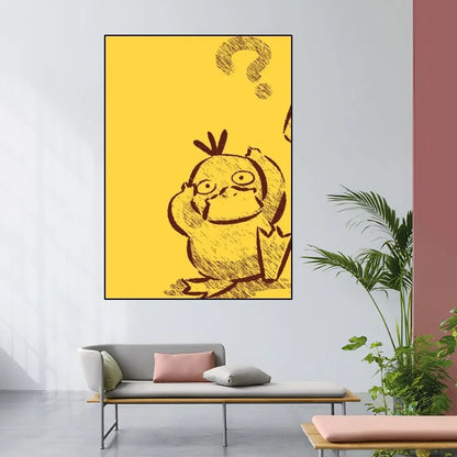 MINISO Pokemon Psyduck Poster Zuhause Zimmer Dekor Wohnzimmer Schlafzimmer Ästhetische Kunst Wandmalerei Aufkleber