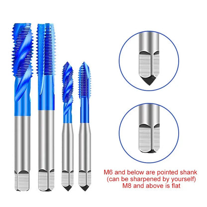 AZZKOR Spiral-/Gerade-/Schneid-Gewindebohrer M35 Kobalt, Blau-Nano-Beschichtung für Edelstahl M2M3M4M5M6M8M10M12