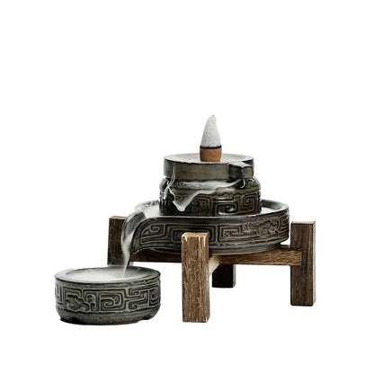 1 Stück, Buhrimill Räuchergefäß, handgefertigter Keramik-Räucherstäbchenhalter, Rückfluss-Räuchergefäß, Zen-Meditation, Heimdekoration