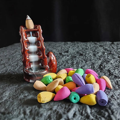 Y 10/20/50 Stück natürliche indische Kegel-Räucherstäbchen, Rose, Wasserfall, Reflux-Turm-Räucherstäbchen für Rückflussbrenner, Heim-Teestube, Hotelduft