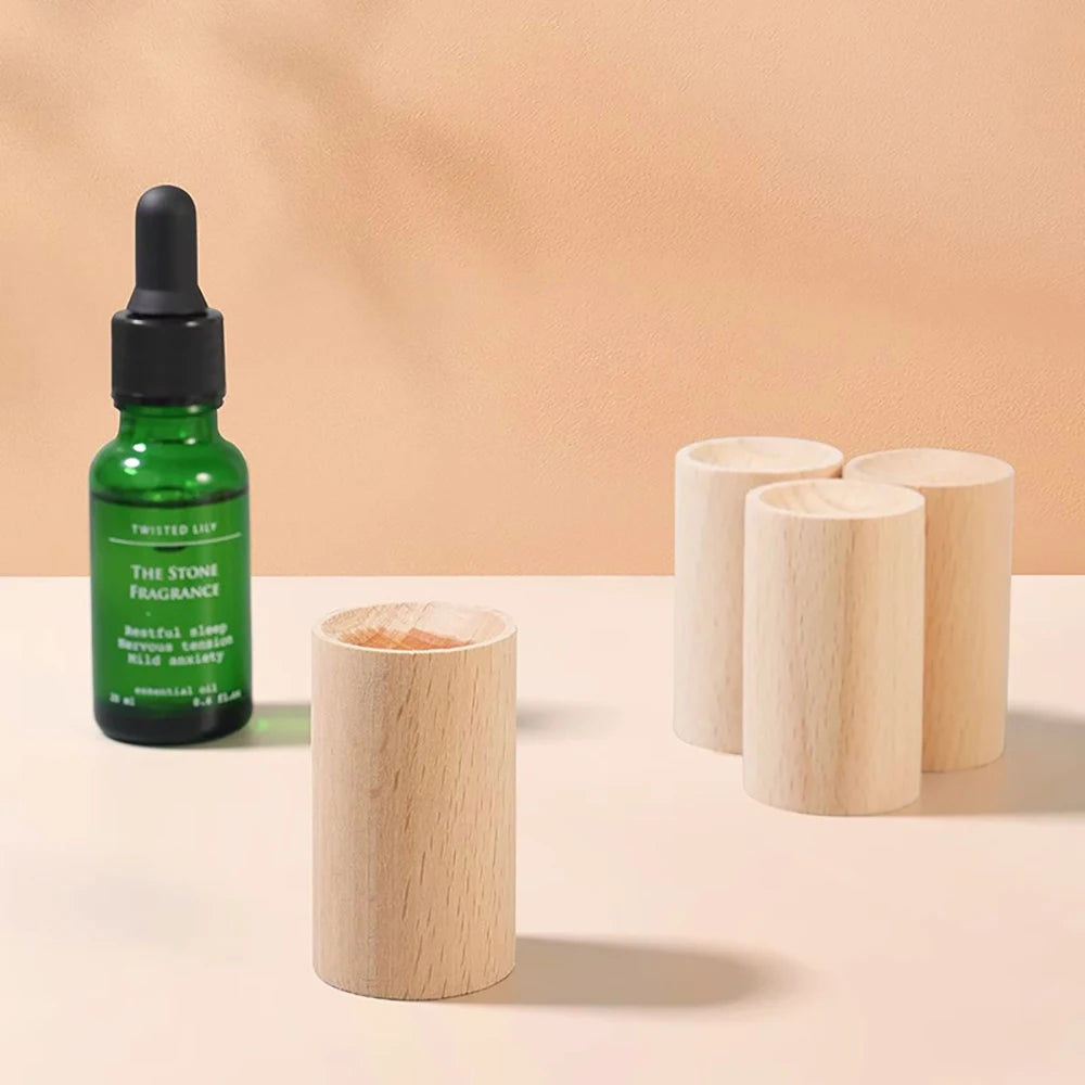 5pcs / 10pcs Holz Diffusor für ätherische Öle, tragbarer Aromatherapie-Holz-Auto-Diffusor, Home Indoor Round Zylinder Duft Spreader