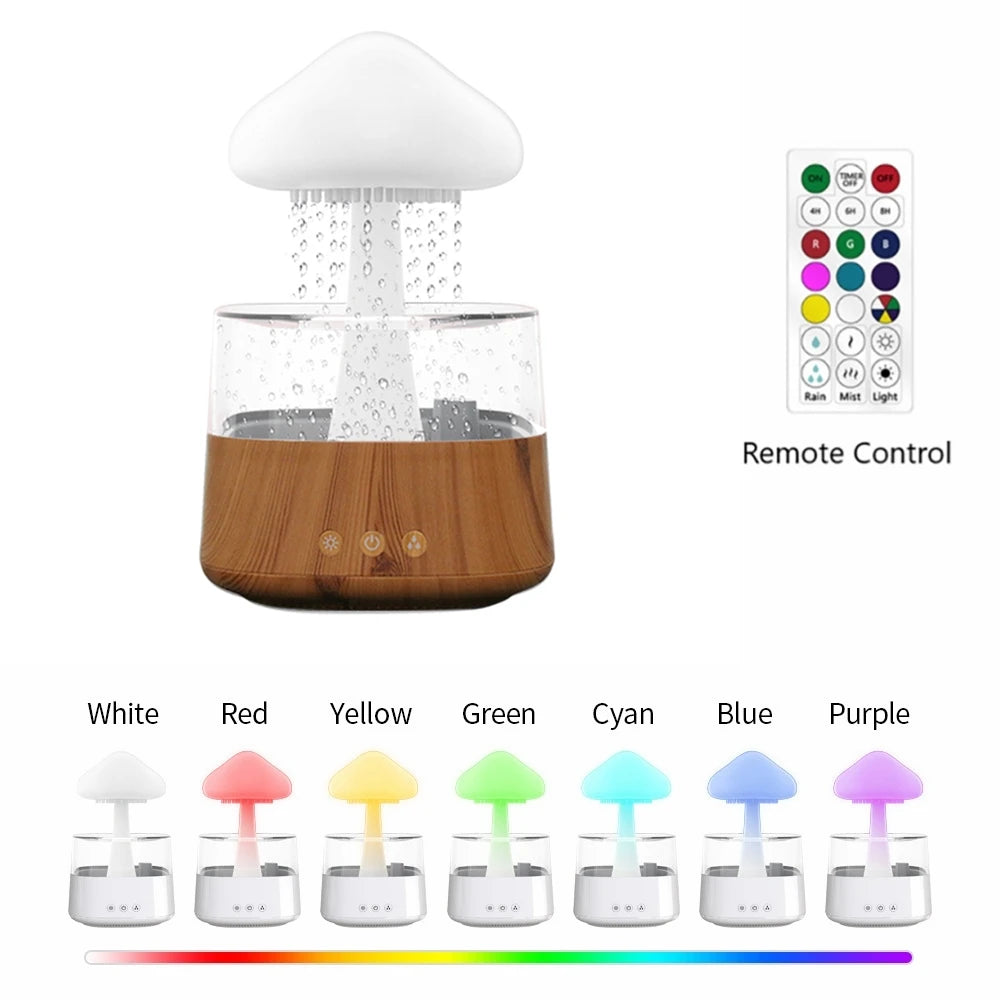 450ML Regenwolke Wassertropfen Luftbefeuchter Diffusor Ätherisches Öl Ultraschall-USB-Aromaparfum-Spray für Schlafzimmer Auto LED-Lampen